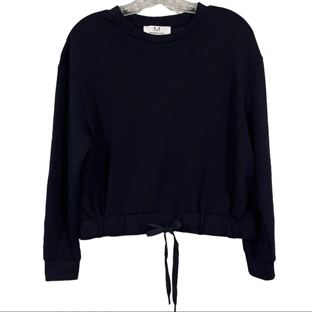 M Magaschoni Size XS dark blue cropped pullover - Picture 1 of 8